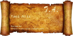 Tasi Aliz névjegykártya